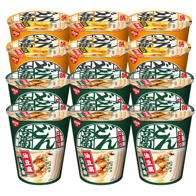 日清(Nissin)咚兵卫乌冬面泡面速食方便面早餐宵夜 天妇罗86g+油豆腐90g*12杯混合口味