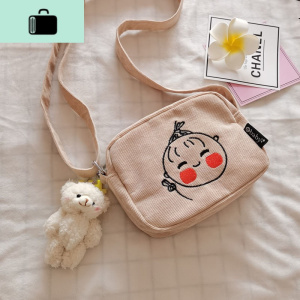 ins风韩国可爱小包包女灯芯绒帆布包2020新款卡通少女单肩斜挎包NEW LAKE女斜挎包