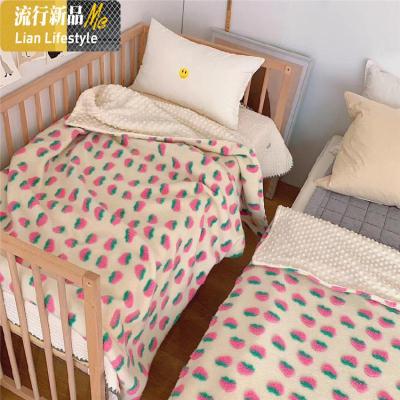 ins婴儿小毛毯儿豆豆安抚午睡毯子秋冬加厚宝宝外出盖毯 三维工匠