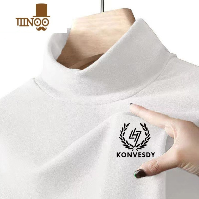 YANXU日系德绒高领长袖t恤男纯色宽松大码打底衫青少年内搭秋衣