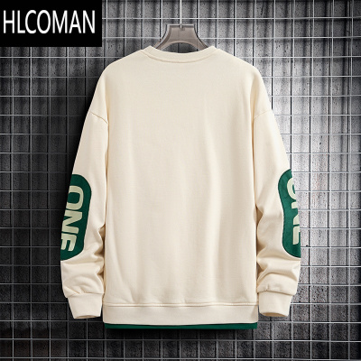 HLCOMAN2024卫衣男新款长袖t恤宽松大码冬季潮胖子圆领加绒打底衫