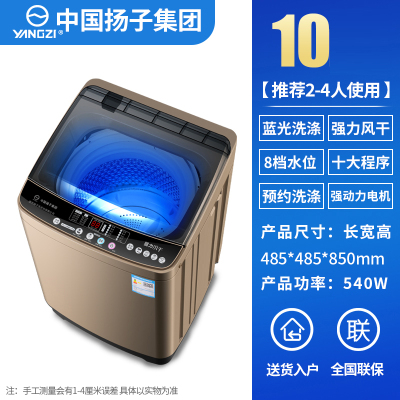 扬子洗衣机全自动家用10公斤大容量租房用小型宿舍 10强力风干蓝光洗涤