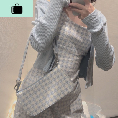 包复古格子腋下法棍包女小红书同款百搭单肩文艺清新斜挎包NEW LAKE女士单肩包