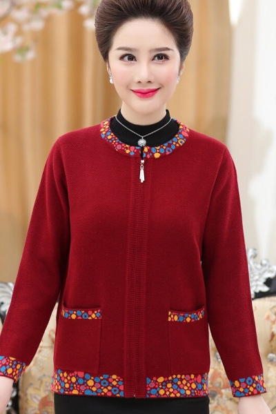 迪鲁奥(DILUAO)四季衣外穿的妈妈中年人妇女士羊毛衣中老年外套秋天四五十40岁50新款女装