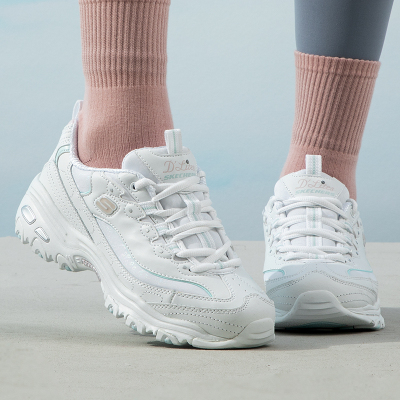 斯凯奇(Skechers)女鞋运动鞋时尚提花撞色熊猫老爹鞋厚底耐磨休闲鞋 149060-WLPK