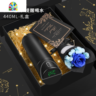 保温杯男士智能水杯子女测温多功能创意个性潮流情侣定制便携 FENGHOU [温馨套餐]智能保温杯幻夜黑+商务暖手宝