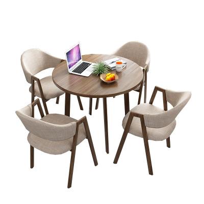 晋舰 洽谈桌简约奶茶店桌椅组合休息区谈判桌北欧风会客接待桌 组合四