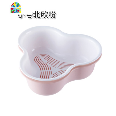 网红同款火锅食材拼盘双层洗菜盆洗菜篮子蔬菜分装篮水果盘 FENGHOU 大号粉+小号粉