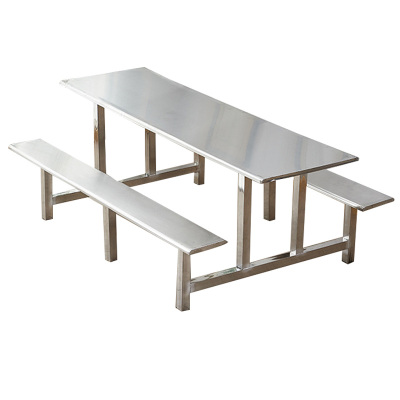 铭威盾学校食堂不锈钢餐桌椅4人6人10人位工厂员工饭堂连体快餐桌椅组合8人位不锈钢(加固)