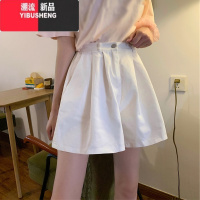 YIBUSHENG白色短裤女季新款胖妹妹mm高腰显瘦a字百搭阔腿五分休闲裤子潮