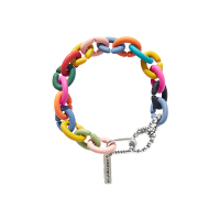 925纯银手链ins小众女复古朋克彩色手饰粗链条配饰手串学生送女朋友老婆情人节七夕生日礼物