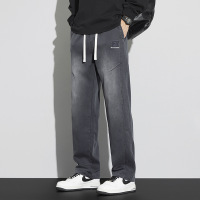 秋冬新款莱赛尔男裤松紧腰宽松直筒青年潮牌百搭垂感高端休闲裤子