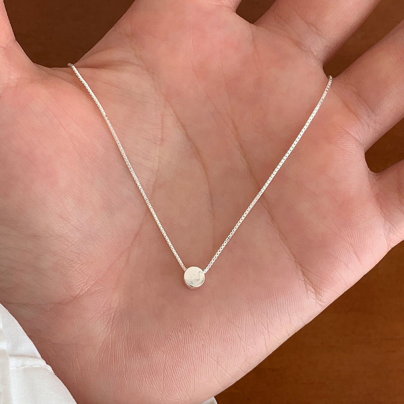 纯银圆形几何吊坠项链日常百搭叠戴锁骨链女款2025新款高级感送女朋友老婆情人节七夕生日礼物