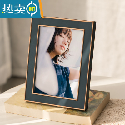 敬平欧式简约桌面相框摆台创意5寸6寸7寸8寸10寸装饰摆件像框A4寸画框 圆边古典蓝 A4(可放21*29.7cm)横竖