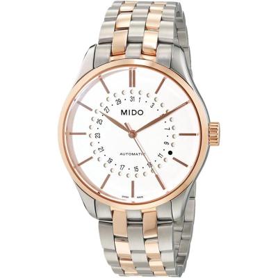 Mido瑞士男表布鲁纳系列白盘间金表带日显休闲防水自动机械腕七夕礼物