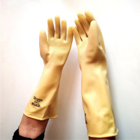 耐酸耐碱橡胶工业手套 三蝶加厚34厘米 黄色-单位:双