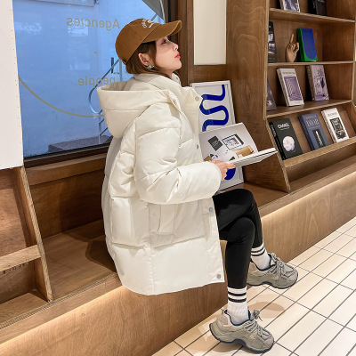 韩系百搭时尚面包服棉衣女小个子2023年冬季新款加厚连帽棉袄