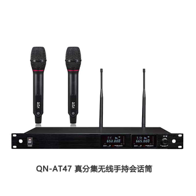 启诺QN-AT47 视频会议真分集一拖二手持话筒 远程无线手持麦克风 黑色 套