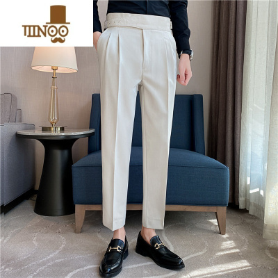 YANXU意式显瘦显腿长商务休闲西裤设计感双刀廓尔格西装裤男裤子