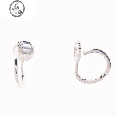 JiMi「光晕」两种戴法!银色素圈耳环无耳洞蚊香盘耳夹耳骨夹耳饰女潮