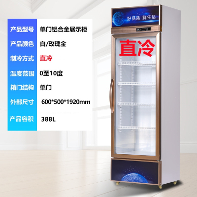  冷藏柜展示柜保鲜柜立式双门铜管切夫曼商用饮料冷饮蔬菜水果柜冰柜_单门直冷玫瑰金门温显