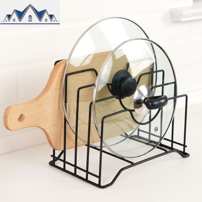 锅盖架台面坐式多功能多层铁艺置物架厨房搁放菜板砧板收纳架 三维工匠