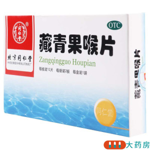 同仁堂 藏青果喉片 0.5g*12片*2板*1袋/盒清热利咽慢性咽炎喉炎慢性扁桃体炎