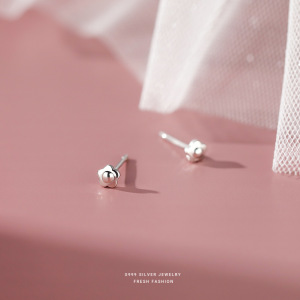 s999足银可爱小花耳钉女森系文艺气质小巧可爱甜美学生银耳饰批发送女朋友老婆情人节七夕生日礼物 白金色