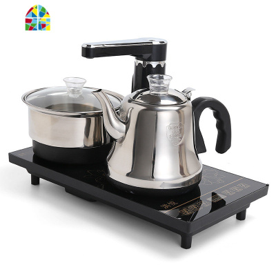 封后全自动上水壶泡茶专用烧水壶电热茶台一体功夫茶具桌嵌入式电茶炉 FENG 黑色半自动单炉18.5*25.5cm(不锈钢