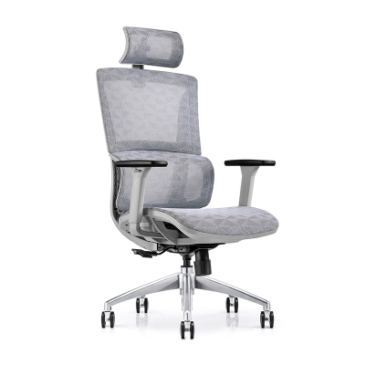 易企采 灰色人体工学电脑椅舒适久坐椅子护腰电竞椅老板办公座椅