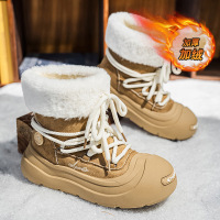 情侣款棉鞋室外包头防滑保暖雪地靴中筒透气绒面加绒加厚男鞋冬季