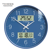 TIMESS自动对时闪波电波钟表挂墙家用客厅时钟免打孔石英挂钟