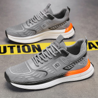 运动风男款系带舒适透气百搭日常休闲时尚潮流拼色厚底飞织男鞋