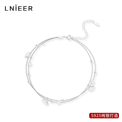 925纯银三生有杏脚链女双层叠戴高级感轻奢小众脚饰2025新款送女朋友老婆情人节七夕生日礼物