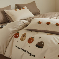 a类陶瓷磨毛100支长绒棉床上四件套纯棉可爱毛巾绣床单三件套