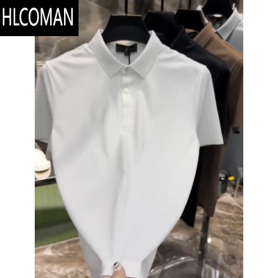 HLCOMAN夏季纯色翻领短袖衫男韩版修身休闲商务青年时尚欧货百搭简约