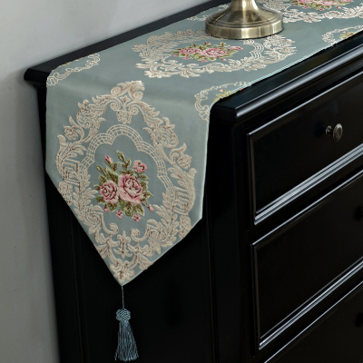 家柏饰(CORATED)欧式桌巾布艺餐桌装饰布长条简欧家用鞋柜电视柜桌布茶几禅意桌旗 花柒桌旗 桌旗32*240cm