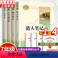 [全4册]七年级上册阅读 [正版]猎人笔记 湘行散记 白洋淀纪事 镜花缘 人民教育出版社 初中初一七年级必读课外书老师