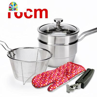 加厚304不锈钢奶锅家用热奶不粘宝婴儿辅食蒸煮小锅电磁炉通 FENGHOU 不锈钢色