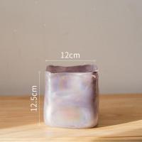 美帮汇手工艺术玻璃花瓶收纳罐花器装饰摆件设餐桌面美式北欧 远山紫方体玻璃瓶(小号)