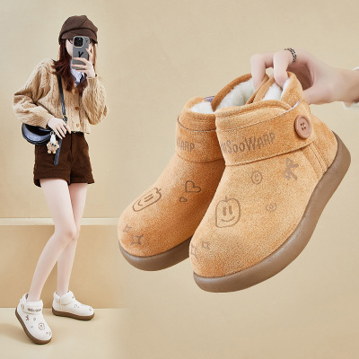 加绒高帮雪地靴女冬季新款学生ins韩版保暖休闲鞋增高_1