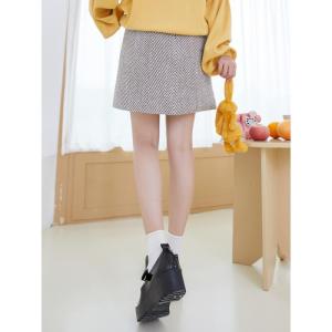 [1件3折价:39]美特斯邦威毛呢半裙女格纹短裙新款秋季A字裙时尚女士半身裙