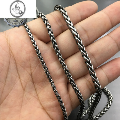 JiMi复古做旧抹黑龙骨链花篮链男女士钛钢项链吊坠佩链个性男女配饰品