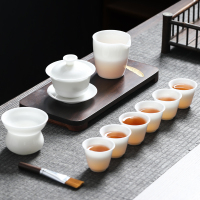 MULTIPOTENT整套功夫茶具套装高端冰种玉瓷10头盖碗茗香杯 精美伴手礼盒套装
