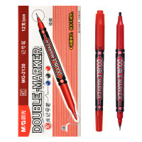 晨光 M&G 小双头记号笔 MG-2130 细头2.0mm 极细头0.5mm (红色) 12支/盒