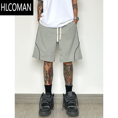 HLCOMAN冰丝速干短裤男夏季薄款透气织带运动裤大码宽松直筒休闲五分裤子