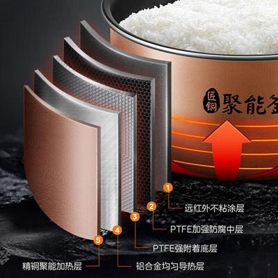 美的(Midea)电饭煲电饭锅智能预约定时可拆易洗防溢电饭煲匠铜圆灶釜内胆 AFB4045R 4L