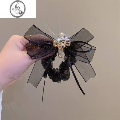 JiMi简约气质扎丸子头绳飘带发圈高级感头饰品皮筋网纱水钻蝴蝶结发绳