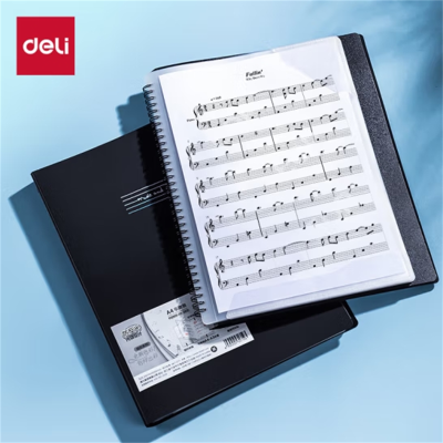 得力(deli)乐谱夹A4可书写资料册琴谱夹钢琴文件夹资料册 吉他古筝谱夹子五线谱夹 10张20页 PQ305-20