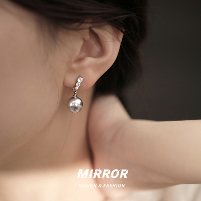 925纯银施家珍珠银针耳钉女个性耳环耳饰2025年新款潮送女朋友老婆情人节七夕生日礼物